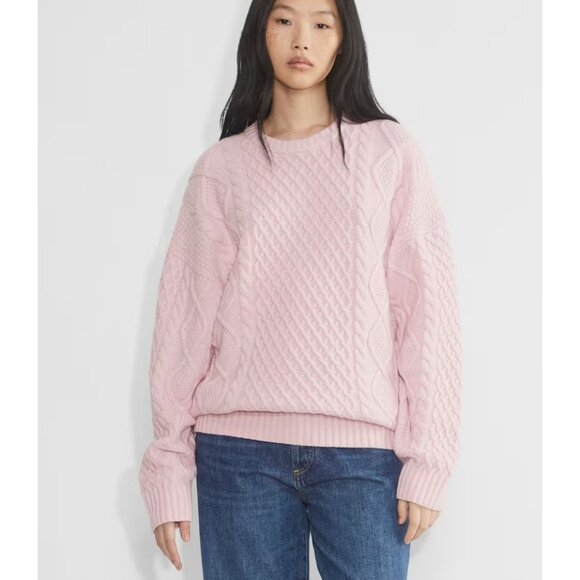 Aritzia Sunday Best Peggy Sweater in Pink Size Small Cable Knit - Picture 1 of 9